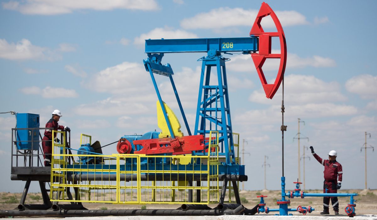 Oil Pumping Operations At Kazakh Oilfield Operated By EmbaMunaiGas Oil Pumping Operations At Kazakh Oilfield Operated By EmbaMunaiGas